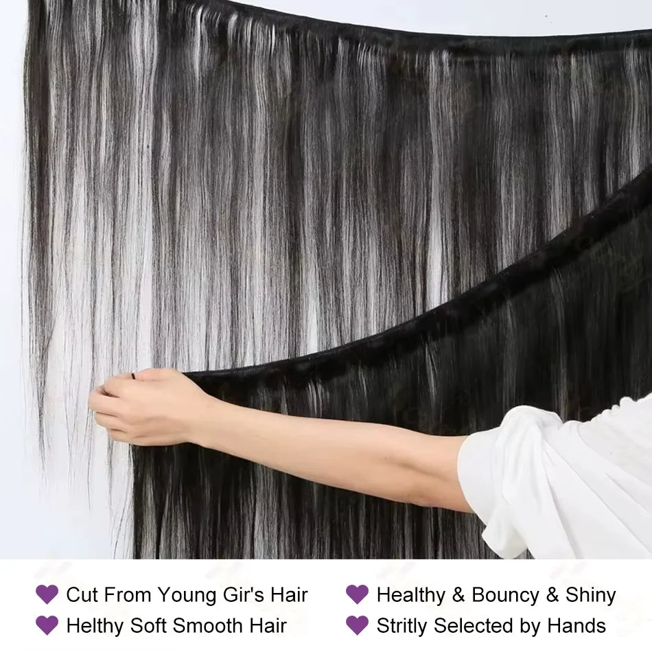 Brazilian 30 32 Inch Bone Straight Human Hair Weave Bundles Unprocessed 100% Raw Human Hair Extension Weave Bundles