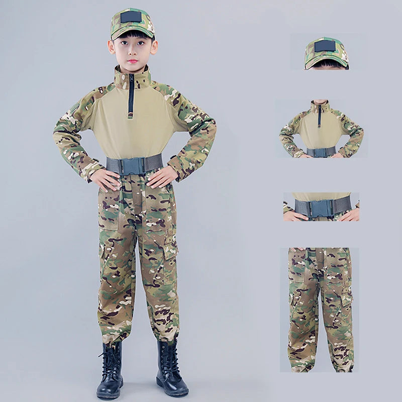 Boys  Tactical  Uniform Hunting Clothing Sets Children Airsoft Camouflage Suits Hiking Training Outdoor Parent-child