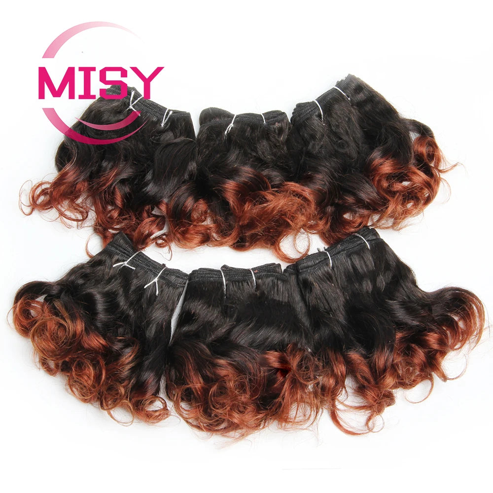Brazilian Natural Human Hair 200g/Lot Short Curly Hair Bundles Ombre Color 1B 99J 30 27 For Women Hair Extensions Human Hair