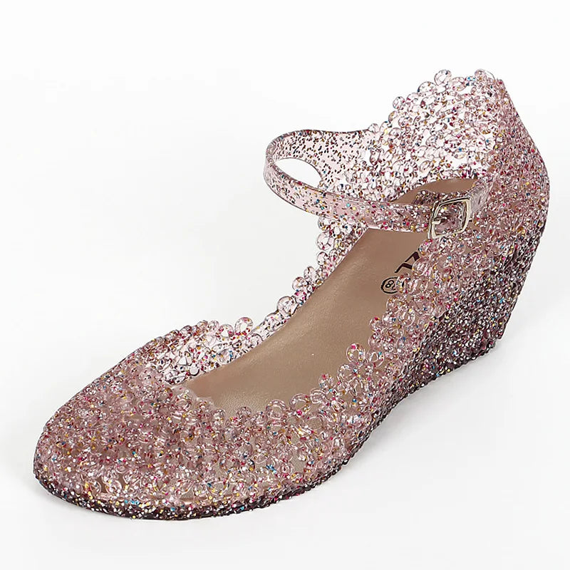 Transparent Shoes Female Summer Leisure Woman Wedge Sandals Women Jelly Shoes 2021 Fashion Style Mother Wedges Sandals Woman