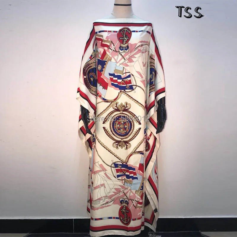 Printed  Dresses For Women 2021 Fashion Design Loose Dress Batwing Maxi Long Femme Vestidos Summer Autumn Party Elegant Dress