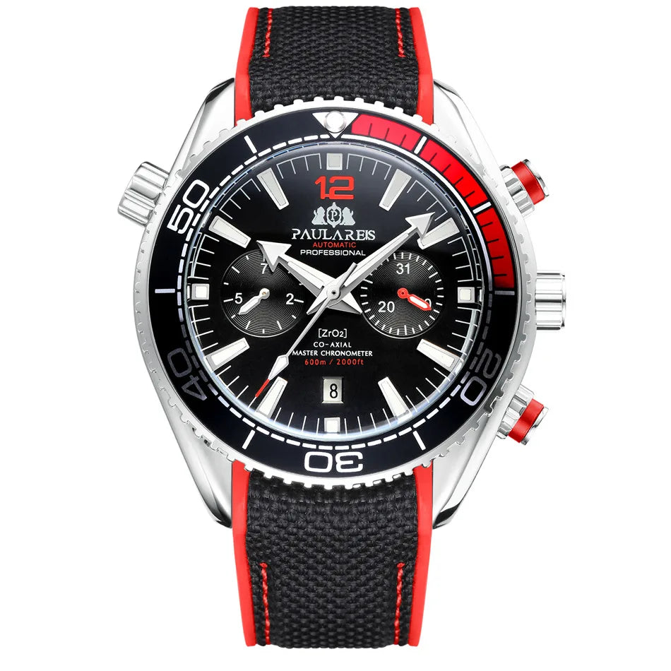 PAULAREIS Luxury Wristwatches Luminous Mechanical Watch Sport Waterproof Chronograph Automatic Watches Men Wrist