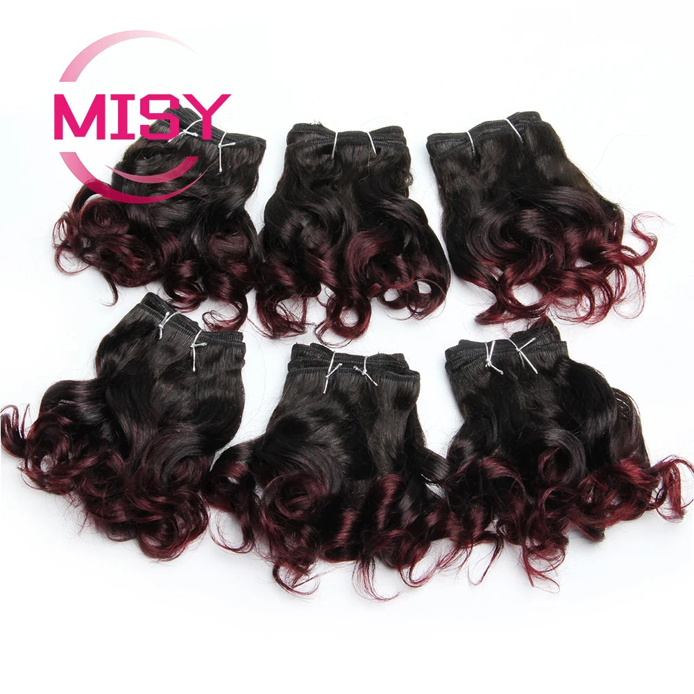 Brazilian Natural Human Hair 200g/Lot Short Curly Hair Bundles Ombre Color 1B 99J 30 27 For Women Hair Extensions Human Hair