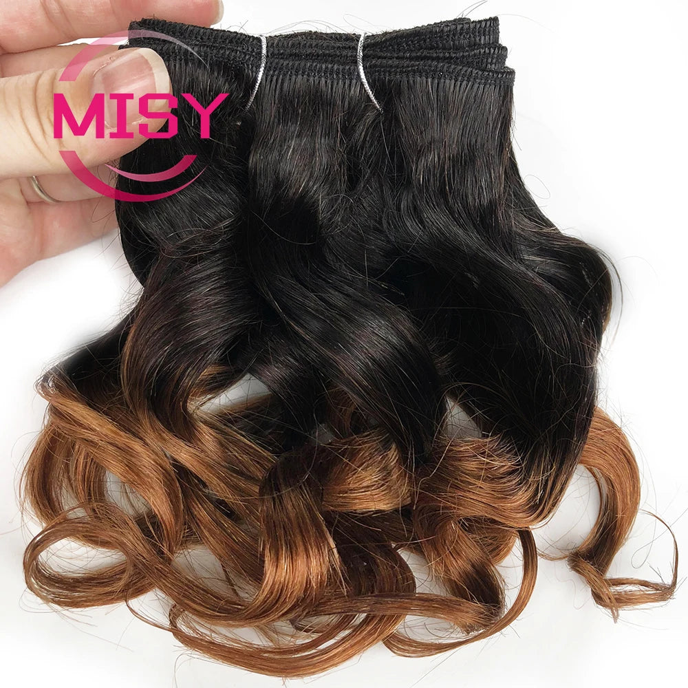 Brazilian Natural Human Hair 200g/Lot Short Curly Hair Bundles Ombre Color 1B 99J 30 27 For Women Hair Extensions Human Hair