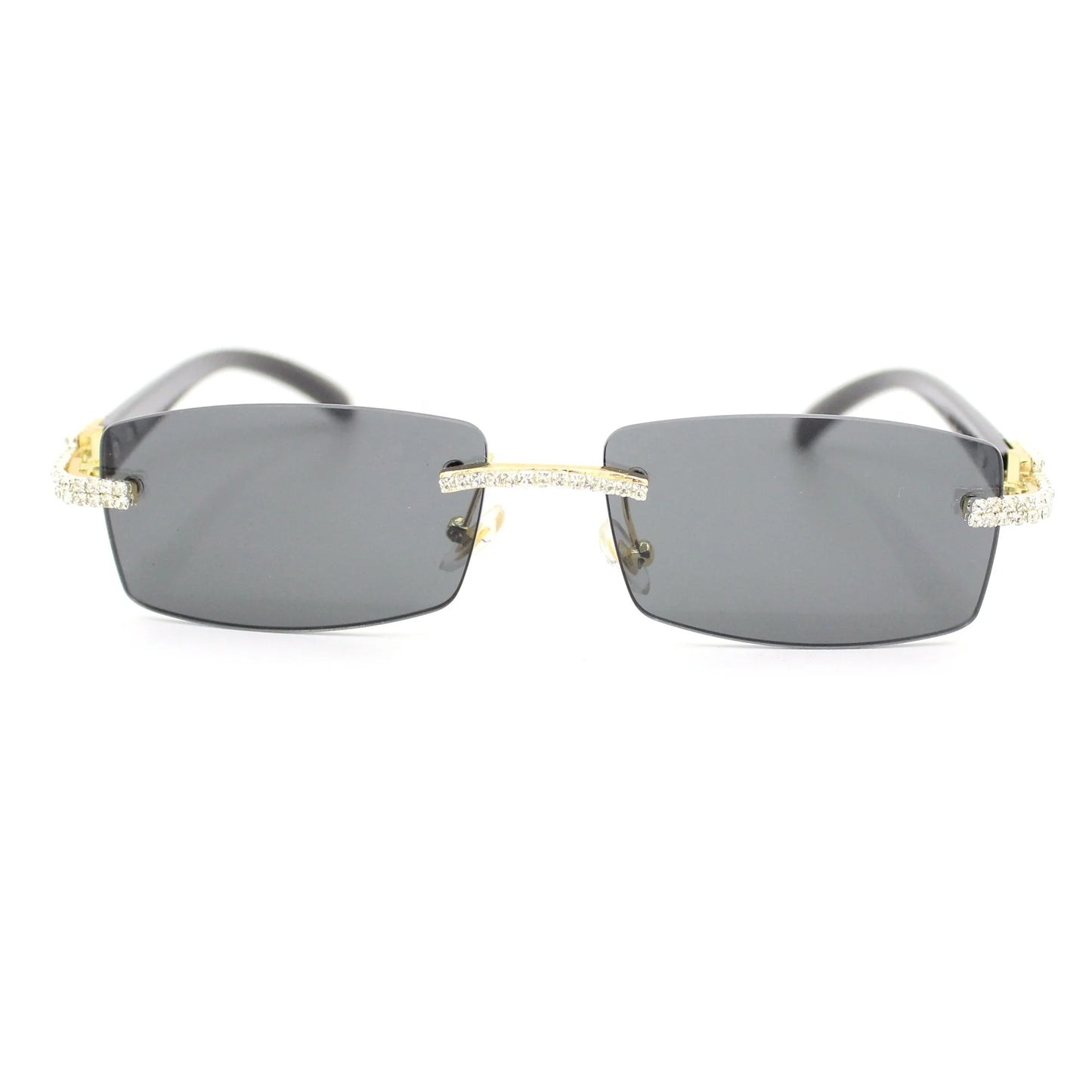 Rhinestone Square Sunglasses Luxury Wood Buffalo Horn Diamond Sun Glasses Fashion Mens Rimless Sunglass Shade Eyewear