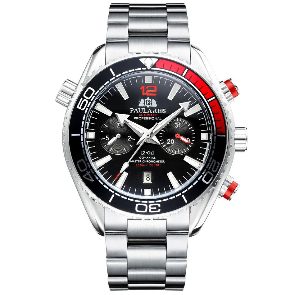 PAULAREIS Luxury Wristwatches Luminous Mechanical Watch Sport Waterproof Chronograph Automatic Watches Men Wrist