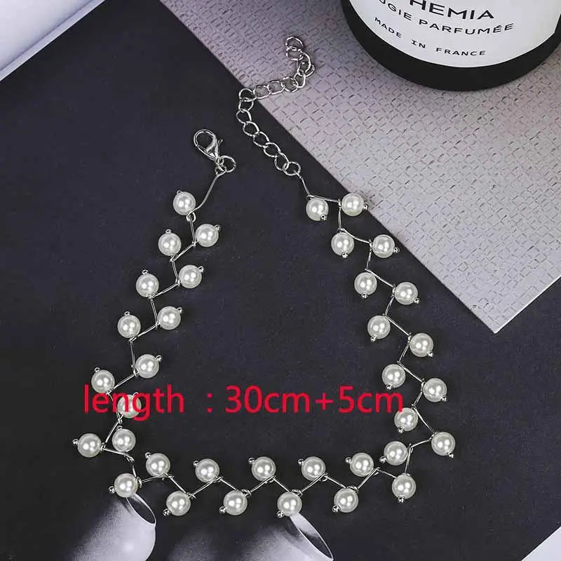 Pearl Necklace Collier Femme Collares Statement Multilayer Choker Statement Jewelry Women Simulated Pearl Necklaces & Pendants