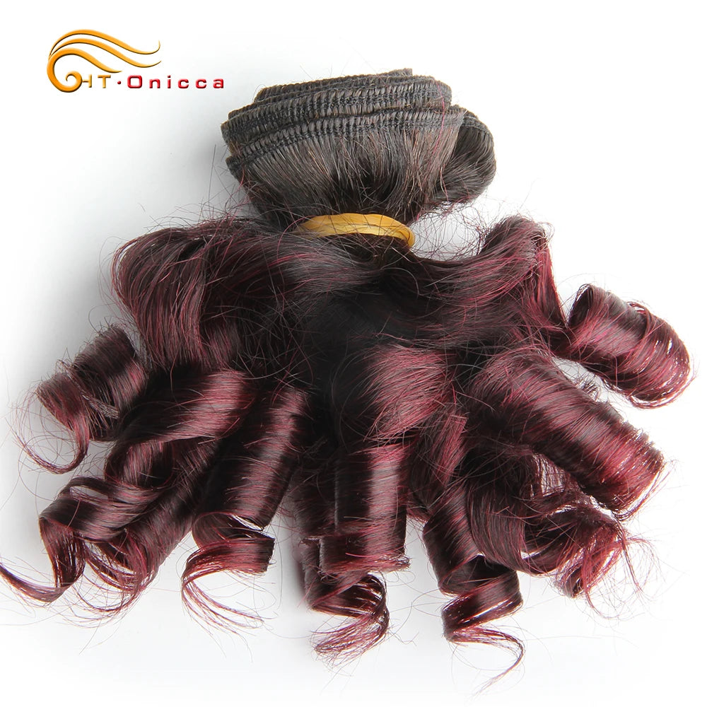 Brazilian Hair 8 Inch Short Human Hair Extensions Curly Hair Bundles 6Pcs Ombre Hair Weave Bundles Free Shipping Htonicca