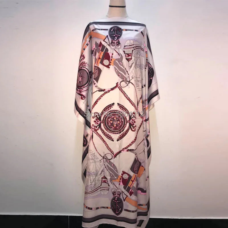 Printed  Dresses For Women 2021 Fashion Design Loose Dress Batwing Maxi Long Femme Vestidos Summer Autumn Party Elegant Dress