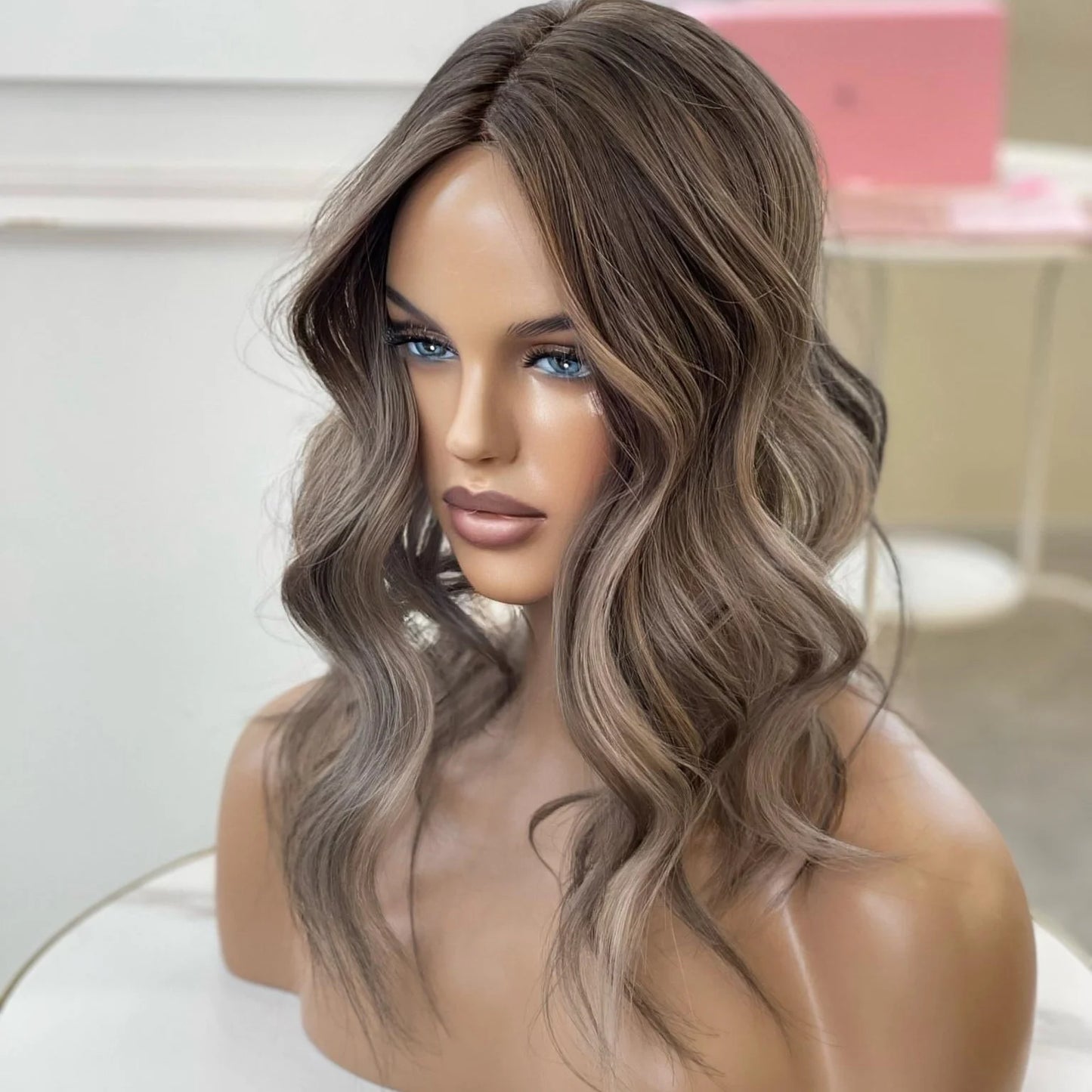 Real Raw European Brown Balayage Toppers for Women Silk Base Topper Clip Hair Real Scalp Silk Top Kosher Human Hair Toupee 3*5