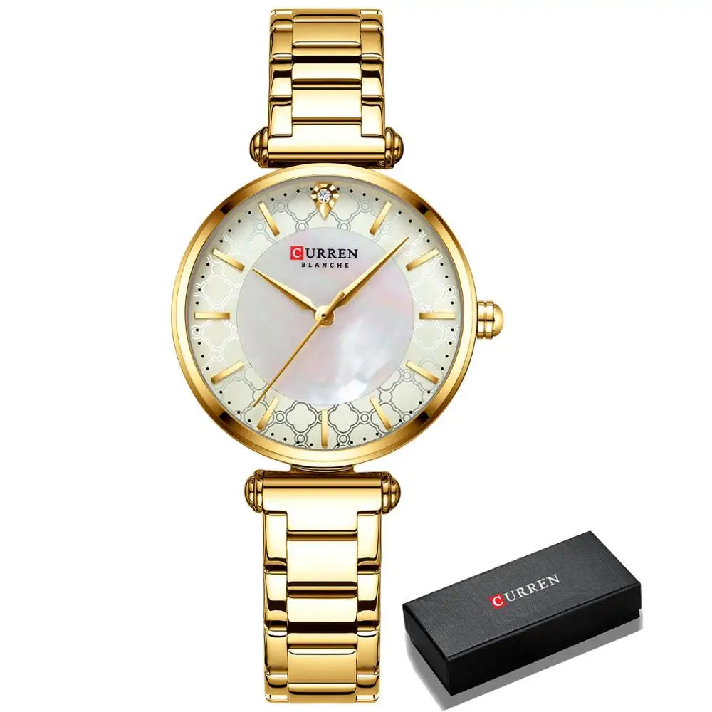 Watches Women CURREN Top Brand Fashion Thin Quartz Wristwatch with Charming Stainless Steel Bracelet часы женские наручные