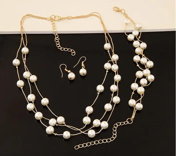 Pearl Necklace Collier Femme Collares Statement Multilayer Choker Statement Jewelry Women Simulated Pearl Necklaces & Pendants