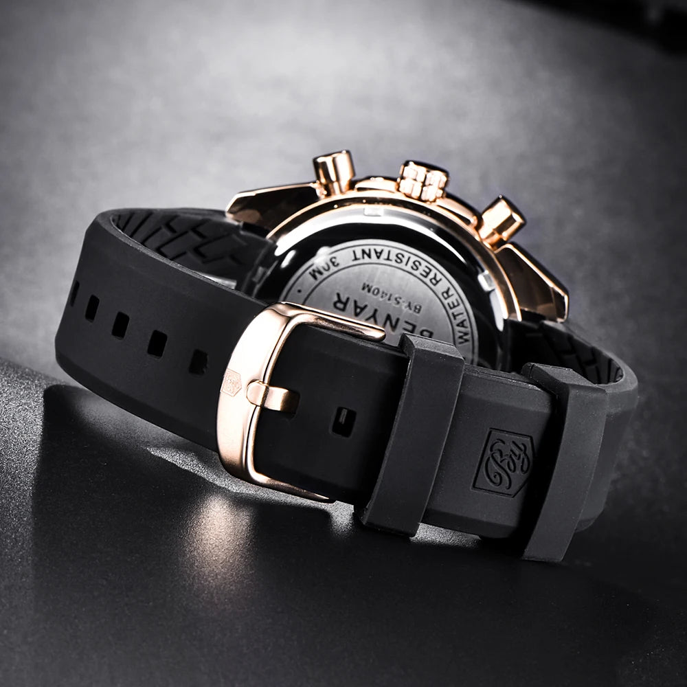 BENYAR 5140 Men Watch Brand Luxury Silicone Waterproof Quartz Watches Men Wrist  Sport WristWatches Relogio Masculino