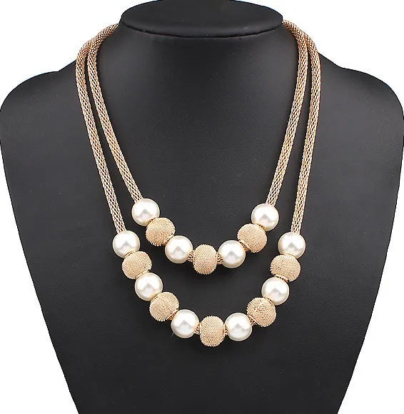 Pearl Necklace Collier Femme Collares Statement Multilayer Choker Statement Jewelry Women Simulated Pearl Necklaces & Pendants