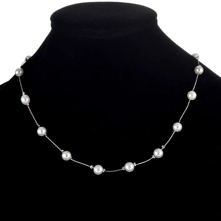 Pearl Necklace Collier Femme Collares Statement Multilayer Choker Statement Jewelry Women Simulated Pearl Necklaces & Pendants