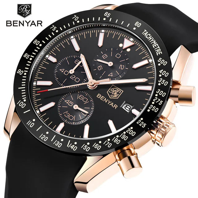 BENYAR 5140 Men Watch Brand Luxury Silicone Waterproof Quartz Watches Men Wrist  Sport WristWatches Relogio Masculino