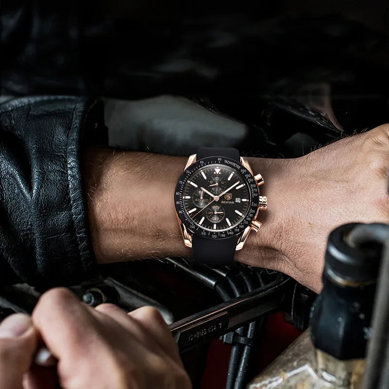 BENYAR 5140 Men Watch Brand Luxury Silicone Waterproof Quartz Watches Men Wrist  Sport WristWatches Relogio Masculino