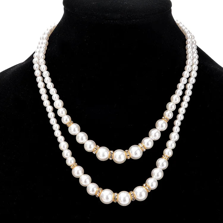 Pearl Necklace Collier Femme Collares Statement Multilayer Choker Statement Jewelry Women Simulated Pearl Necklaces & Pendants