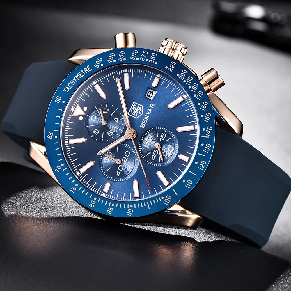 BENYAR 5140 Men Watch Brand Luxury Silicone Waterproof Quartz Watches Men Wrist  Sport WristWatches Relogio Masculino