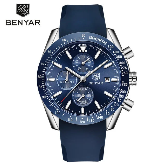 BENYAR 5140 Men Watch Brand Luxury Silicone Waterproof Quartz Watches Men Wrist  Sport WristWatches Relogio Masculino