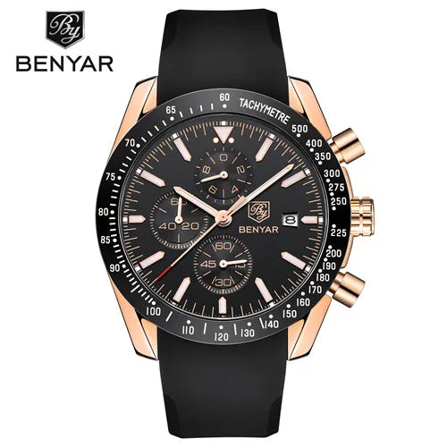 BENYAR 5140 Men Watch Brand Luxury Silicone Waterproof Quartz Watches Men Wrist  Sport WristWatches Relogio Masculino