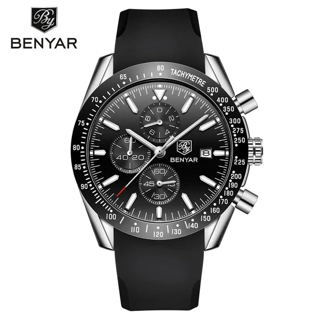 BENYAR 5140 Men Watch Brand Luxury Silicone Waterproof Quartz Watches Men Wrist  Sport WristWatches Relogio Masculino