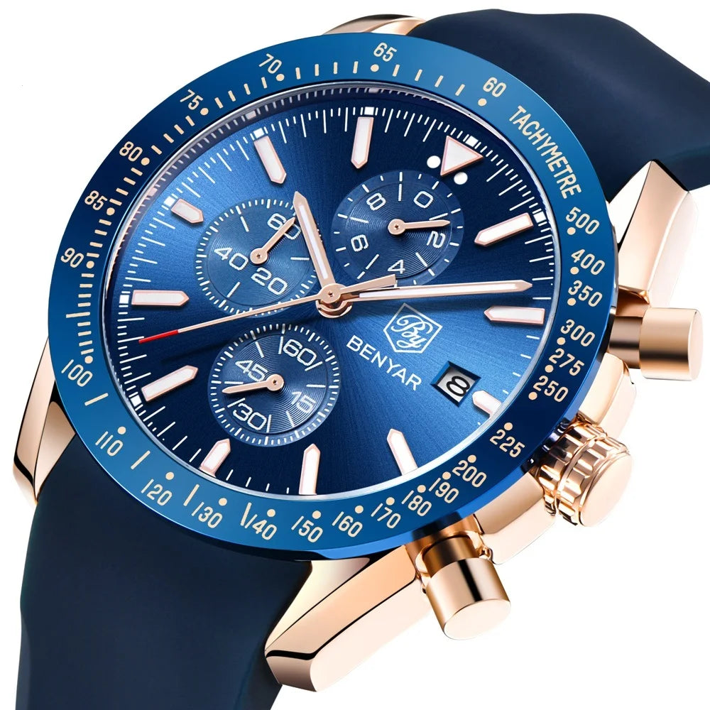BENYAR 5140 Men Watch Brand Luxury Silicone Waterproof Quartz Watches Men Wrist  Sport WristWatches Relogio Masculino