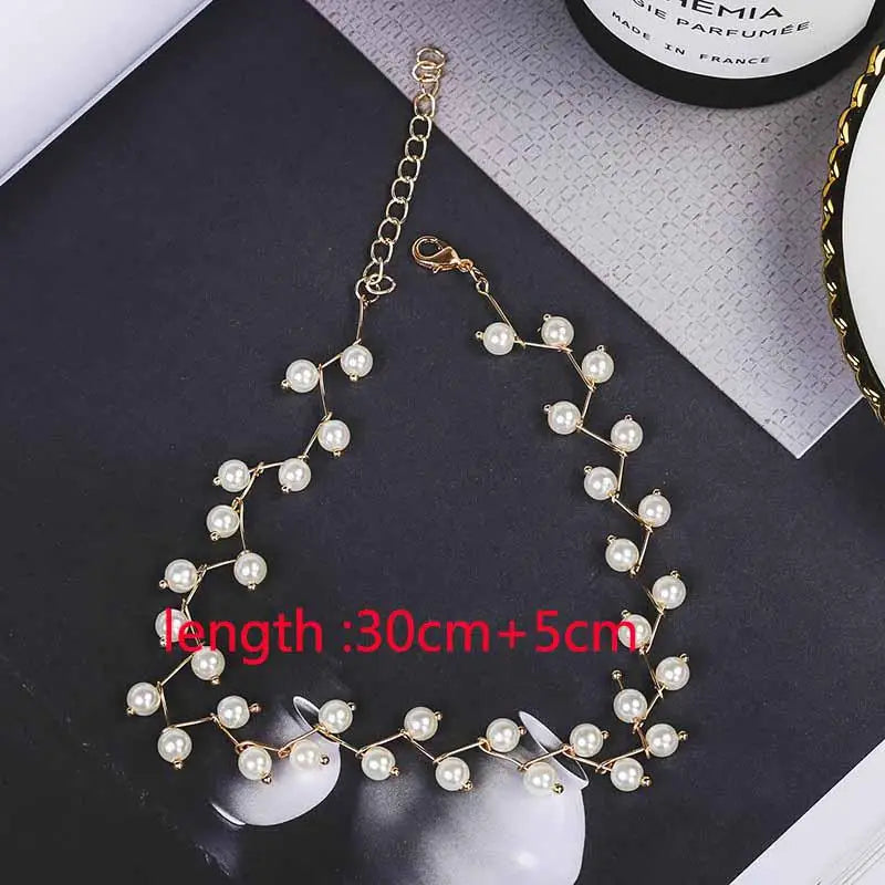 Pearl Necklace Collier Femme Collares Statement Multilayer Choker Statement Jewelry Women Simulated Pearl Necklaces & Pendants