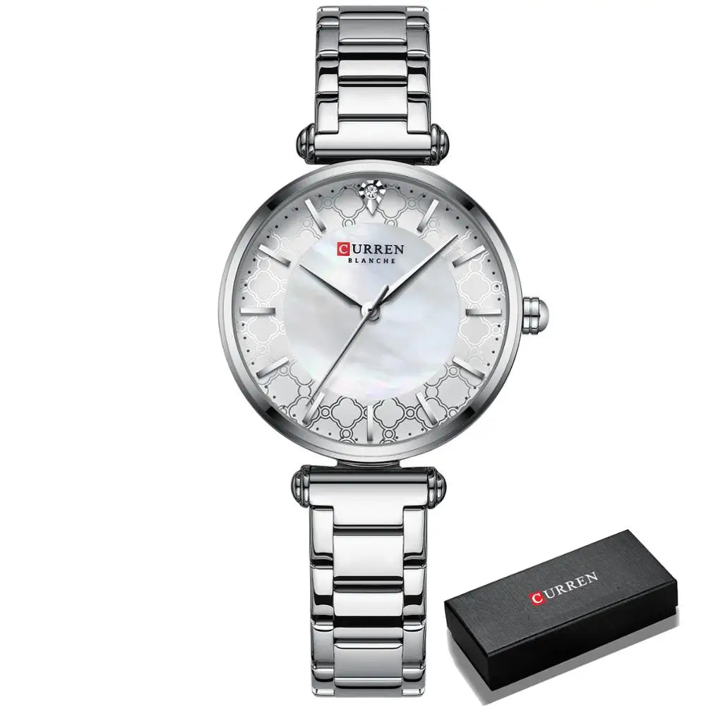 Watches Women CURREN Top Brand Fashion Thin Quartz Wristwatch with Charming Stainless Steel Bracelet часы женские наручные