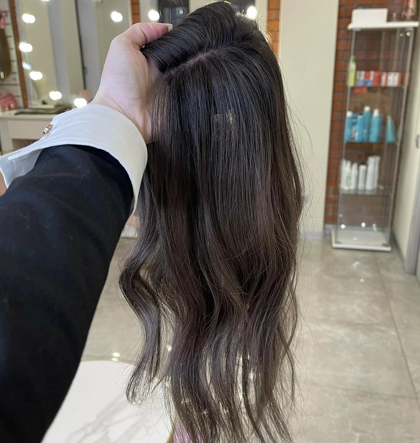 Real Raw European Brown Balayage Toppers for Women Silk Base Topper Clip Hair Real Scalp Silk Top Kosher Human Hair Toupee 3*5