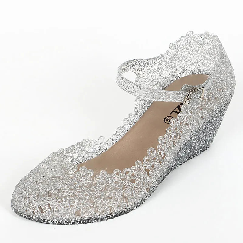 Transparent Shoes Female Summer Leisure Woman Wedge Sandals Women Jelly Shoes 2021 Fashion Style Mother Wedges Sandals Woman