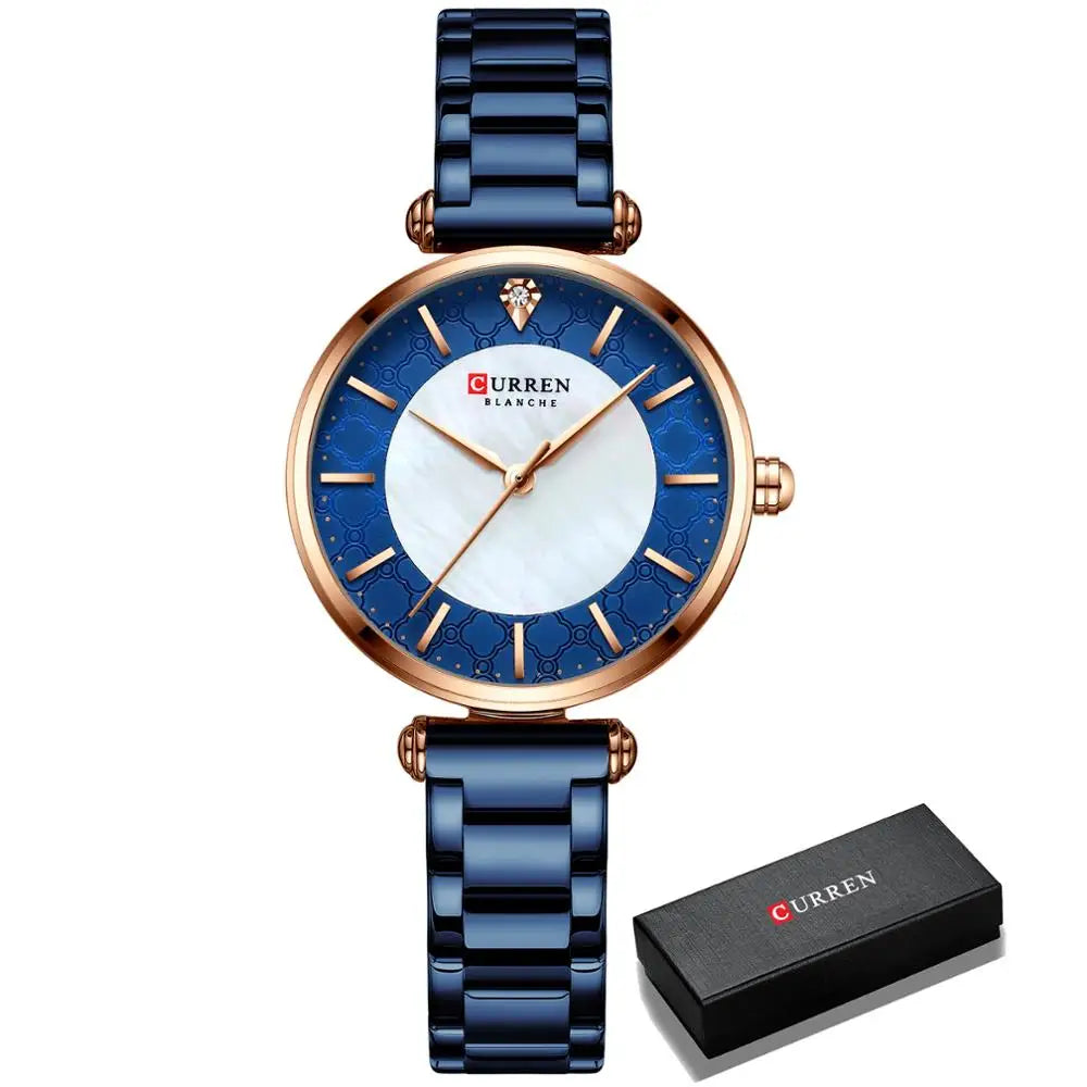 Watches Women CURREN Top Brand Fashion Thin Quartz Wristwatch with Charming Stainless Steel Bracelet часы женские наручные