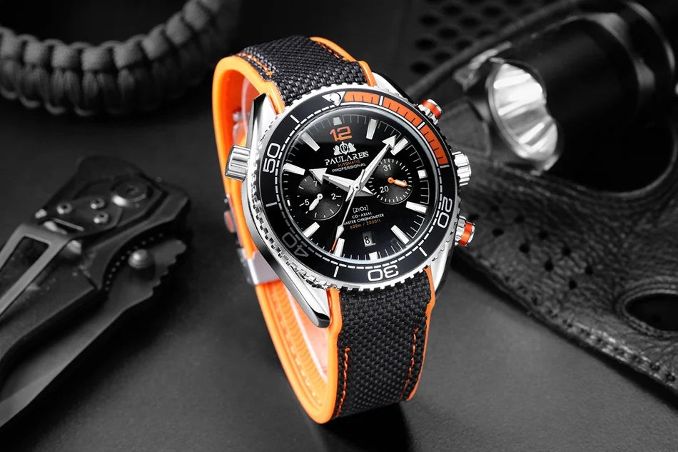 PAULAREIS Luxury Wristwatches Luminous Mechanical Watch Sport Waterproof Chronograph Automatic Watches Men Wrist