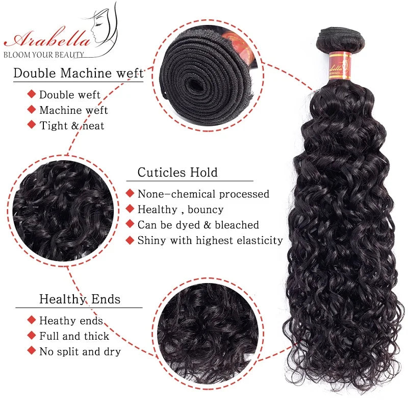 Peruvian Water Wave Hair Bundles 100% Human Hair Extension Arabella Remy Hair Weave Bundles For Black Women
