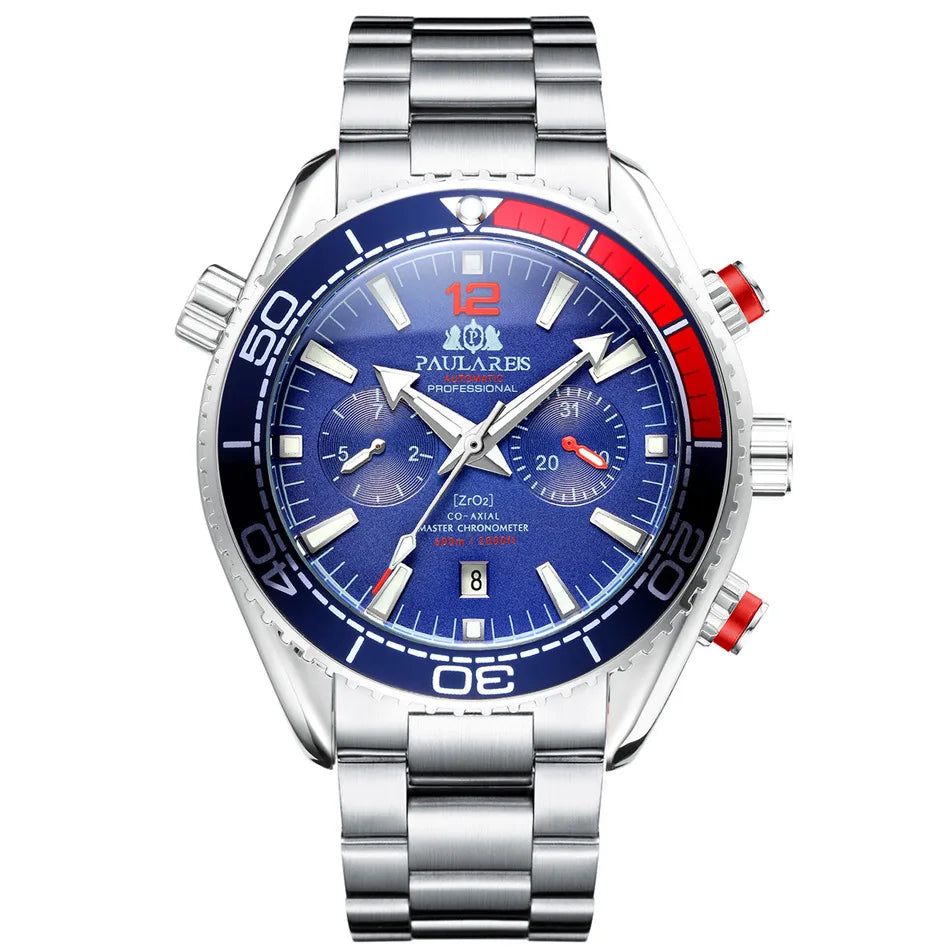 PAULAREIS Luxury Wristwatches Luminous Mechanical Watch Sport Waterproof Chronograph Automatic Watches Men Wrist
