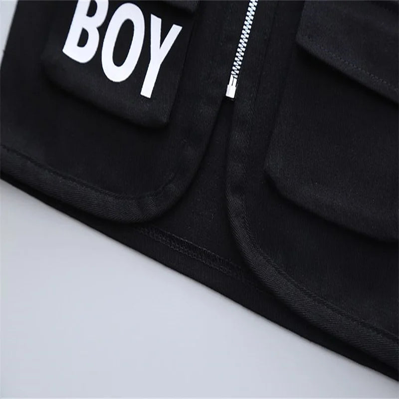 Boys' baby and children's suit autumn BOY vest 3cps suit letter printed cotton casual style three-piece suit
