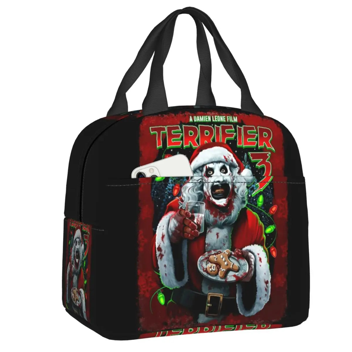 Custom Art Crispies Terrifiers Halloween Horror Movie Lunch Bag Men Women Cooler Thermal Insulated Lunch Boxes for Adult Office