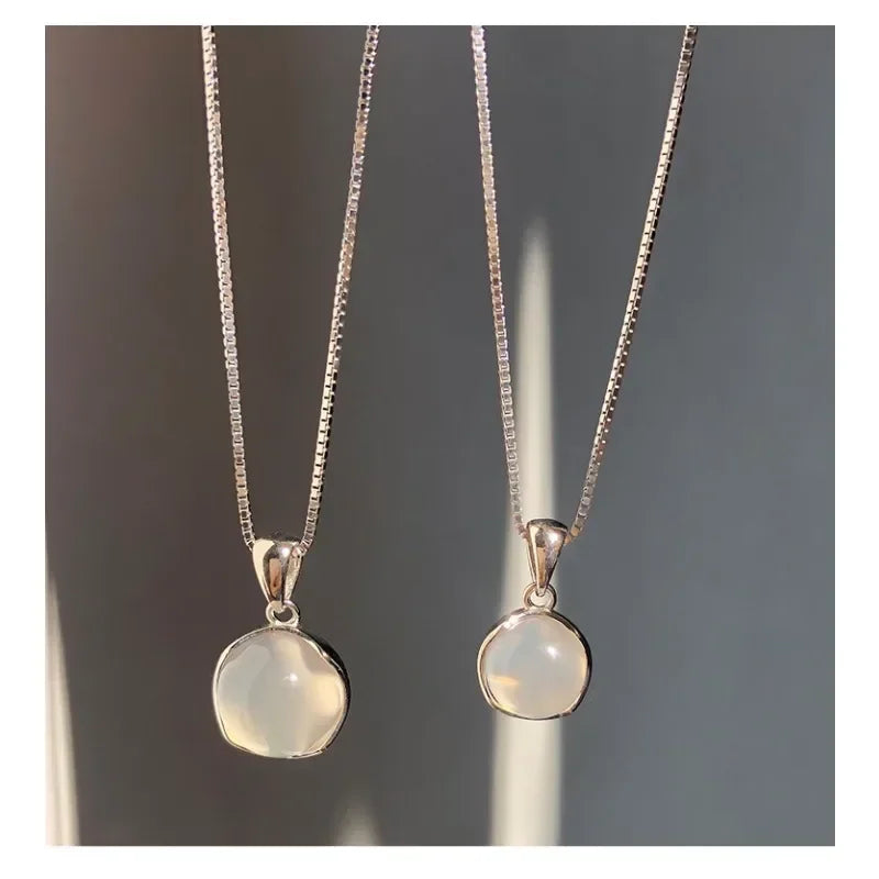 Collares Con Colgante Luxury White Round Pendant Necklaces Women Fashion Jewelry Choker Clavicle Chain Short Charm Necklace