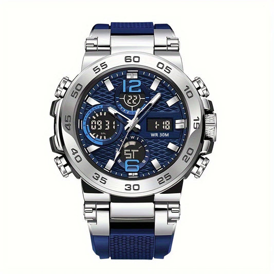 New Watches For Men Waterproof Clock Alarm Reloj Hombre LCD Dual Display Wristwatch Quartz Sports Mens Watch