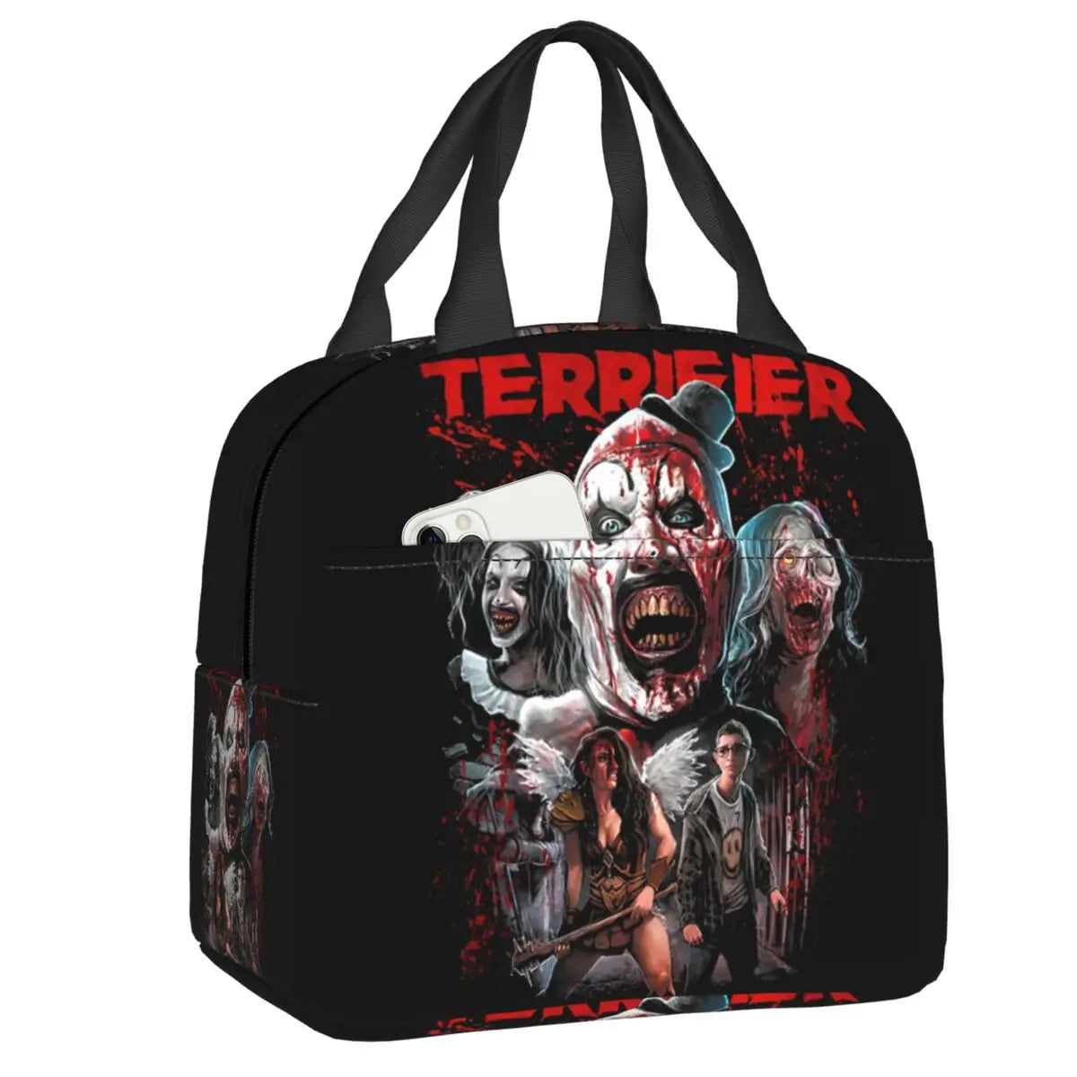 Custom Art Crispies Terrifiers Halloween Horror Movie Lunch Bag Men Women Cooler Thermal Insulated Lunch Boxes for Adult Office