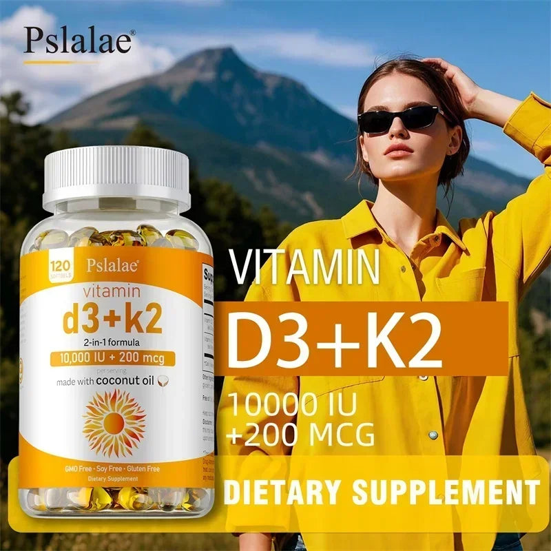 Vitamin D3+K2 Supplement - for Calcium Absorption, Maintain Teeth, Bones, Heart and Joint Health, Promote Blood Circulation