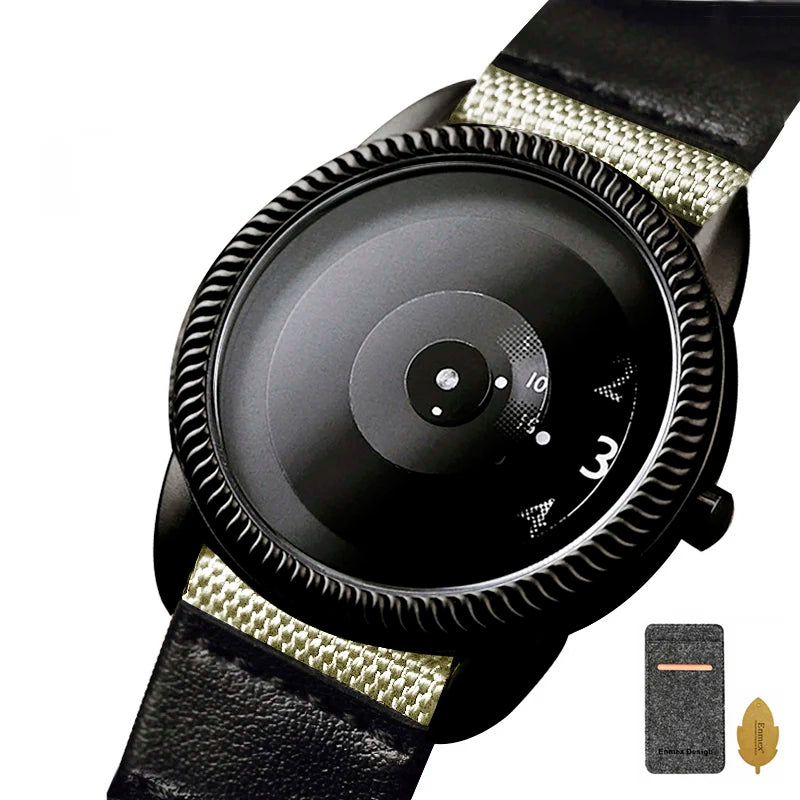 Creative design of fashionable watches for young people, quartz watches without hands, comfortable and beautiful canvas straps
