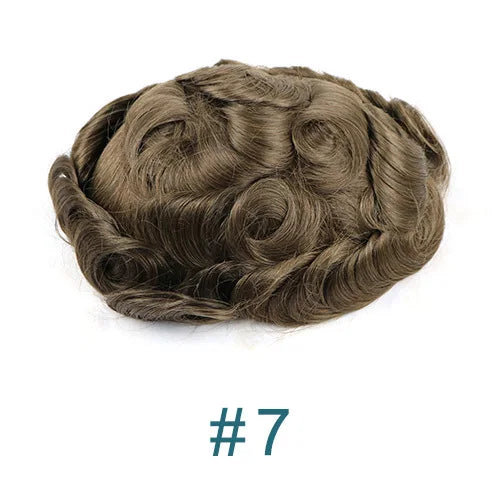 100% Human Hair 80Density Natural Hairline 0.02mm Full Skin Base Men Toupee #1B80 #60R Capillary Prosthesis System Man Hairpiece