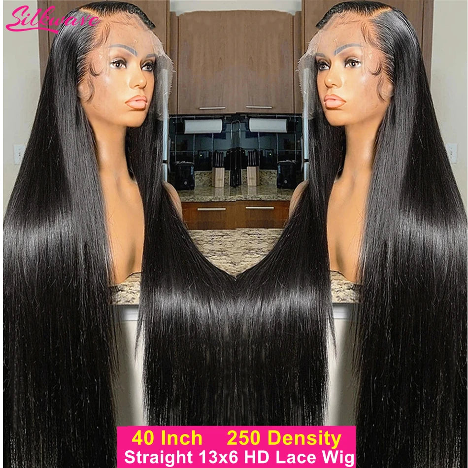 28 30 40 Inch Bone Straight Human Hair Wig 250 Density 13x6 Hd Lace Frontal Wig For Black Women Long Cheap Brazilian Virgin Hair