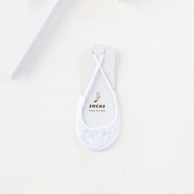 Transparent Lace Boat Socks Women's Summer Socks Ultra Thin Invisible Half Forefoot High Heels Invisible Socks Suspenders Design