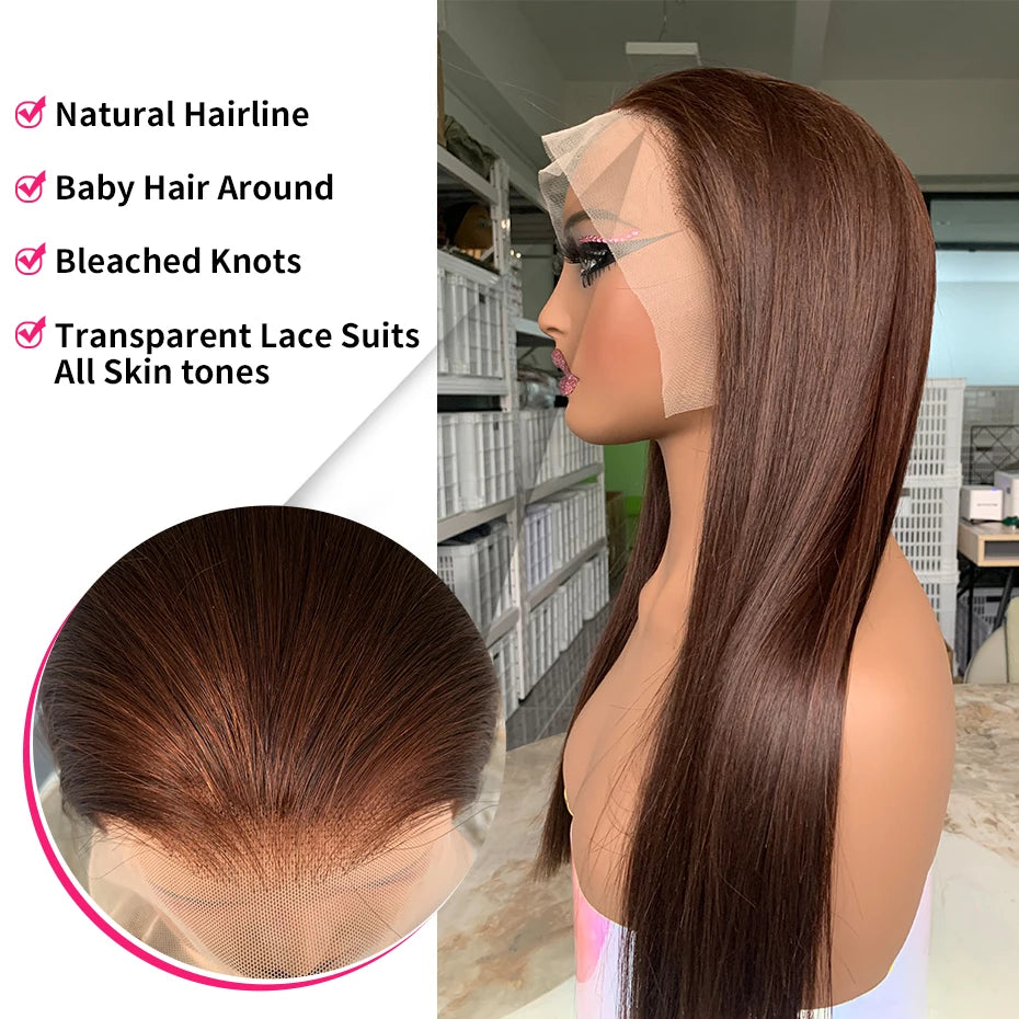 Original Vietnamese Hair Density 300 Smooth 5x5 Bone Straight Glueless Wigs 100% Human Hair 2x6 Closure Wig Super Double Drown