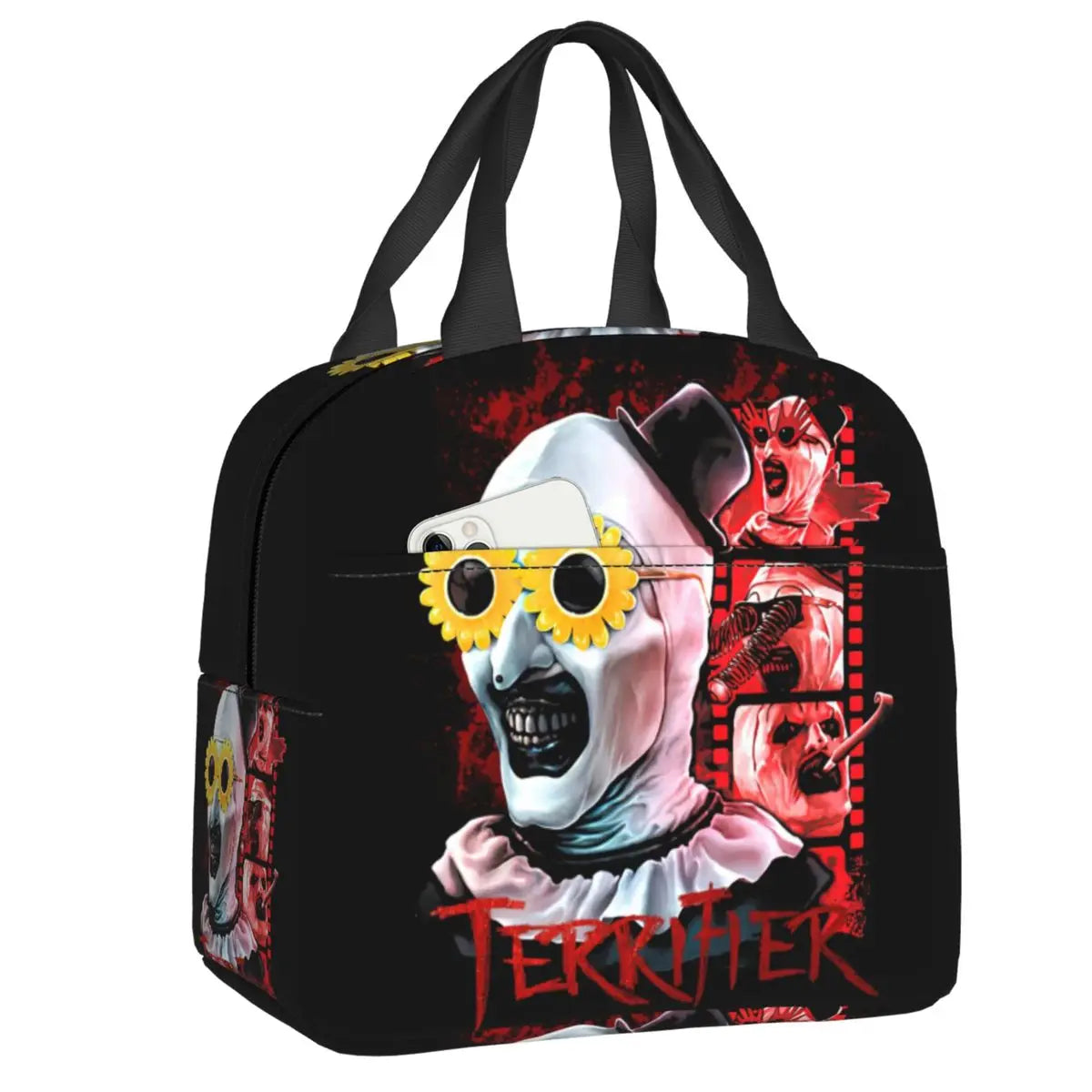 Custom Art Crispies Terrifiers Halloween Horror Movie Lunch Bag Men Women Cooler Thermal Insulated Lunch Boxes for Adult Office
