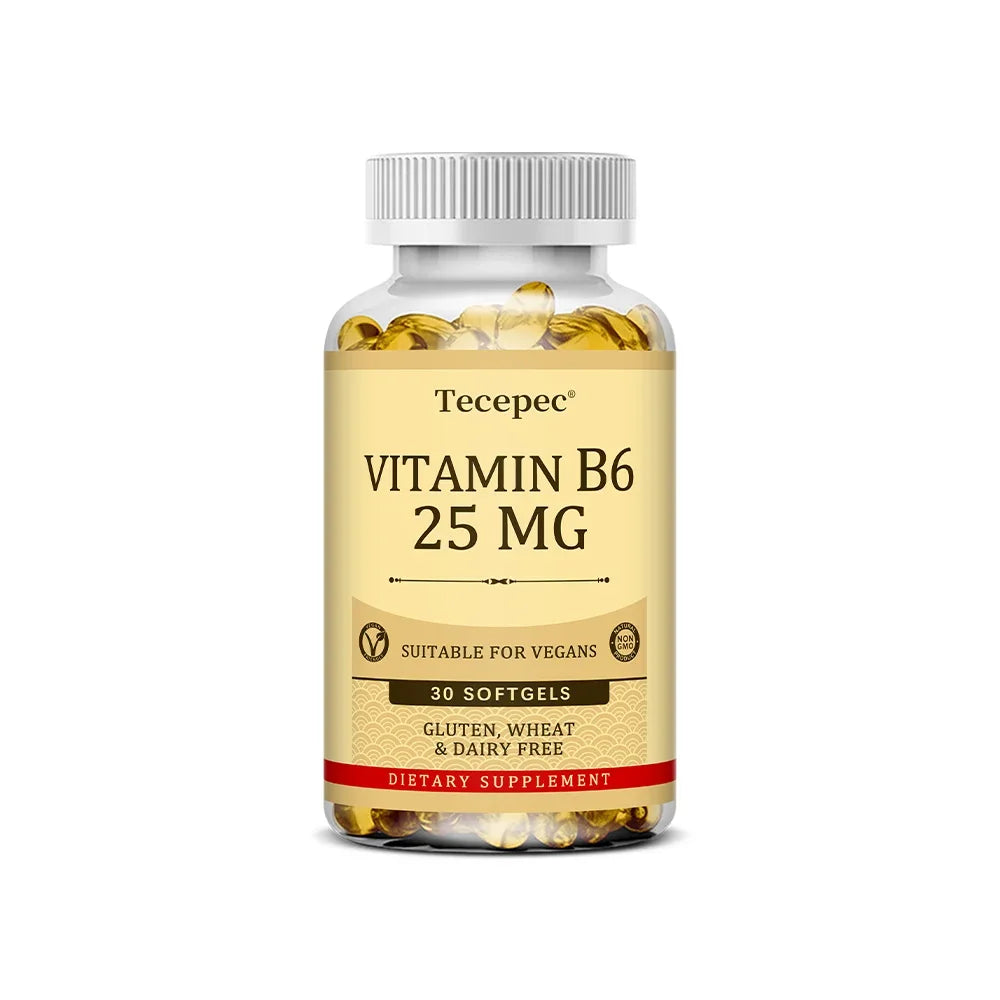 Vitamin B6 Supplement 25 Mg - Supports Energy Metabolism, Heart & Nervous System Health - Vegan Capsules, Gluten Free, NON-GMO