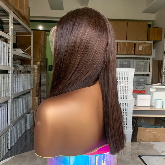 Original Vietnamese Hair Density 300 Smooth 5x5 Bone Straight Glueless Wigs 100% Human Hair 2x6 Closure Wig Super Double Drown