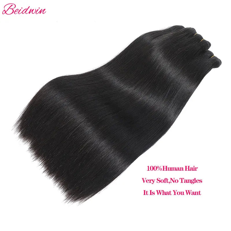 28 Inch Bone Straight Human Hair Bundles Peruvian Hair Weave Bundles Double Hair Weft Remy Human Hair Extension 1 3 4 Bundles